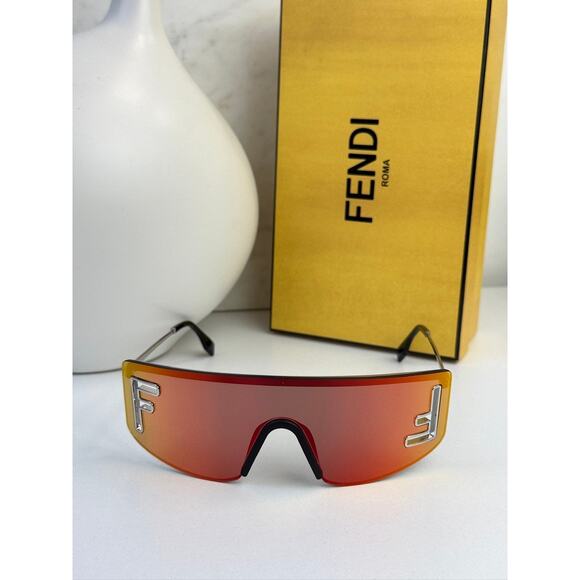 NEW Fendi FE40168U FF Cutout Mask Sunglasses in Red Mirror